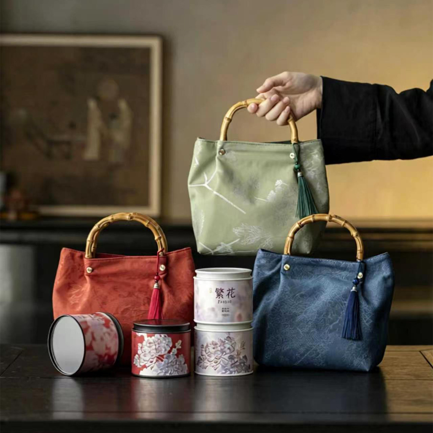 国风茶叶手提布袋普洱茶冰岛古树红茶绿茶通用空茶叶包装袋礼品袋