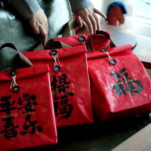 新年礼品袋茶叶包装手提袋可定制logo防水耐撕茶叶存储袋陈列展示