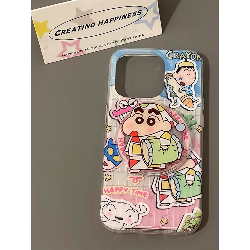 趣味蜡笔小新磁吸支架适用iphone13/14promax苹果15手机壳12/11防摔14/15plus女xsmax/xr软边7/8plus保护套潮