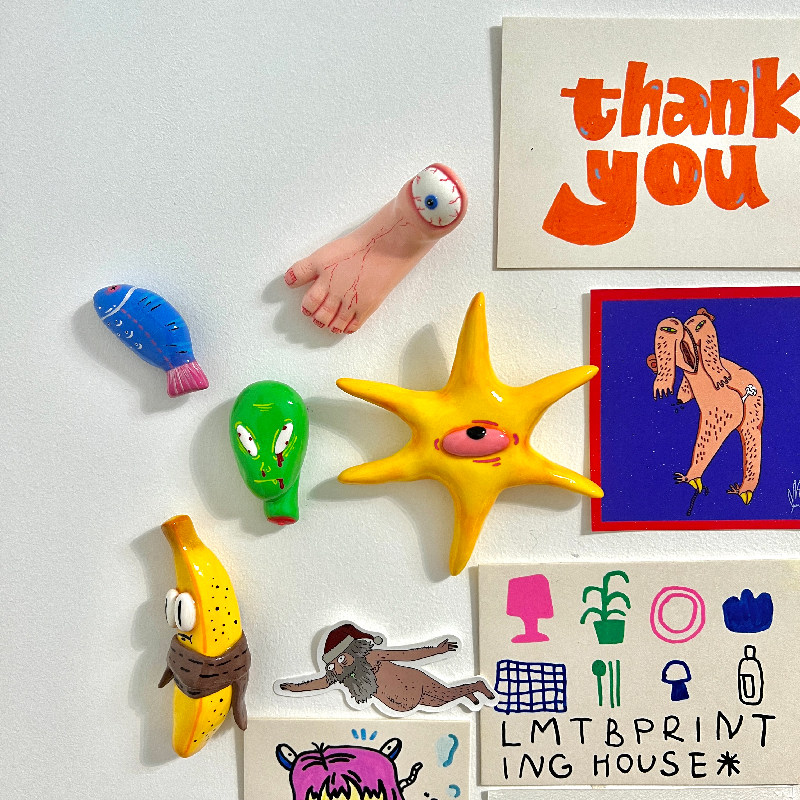 毛手毛脚艺术家｜纯手工原创粘土冰箱贴｜创意搞怪高级装饰磁贴