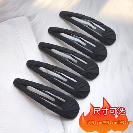 黑色布艺发夹bb夹绕布发卡简约刘海夹韩版发饰品不伤发碎发侧边夹