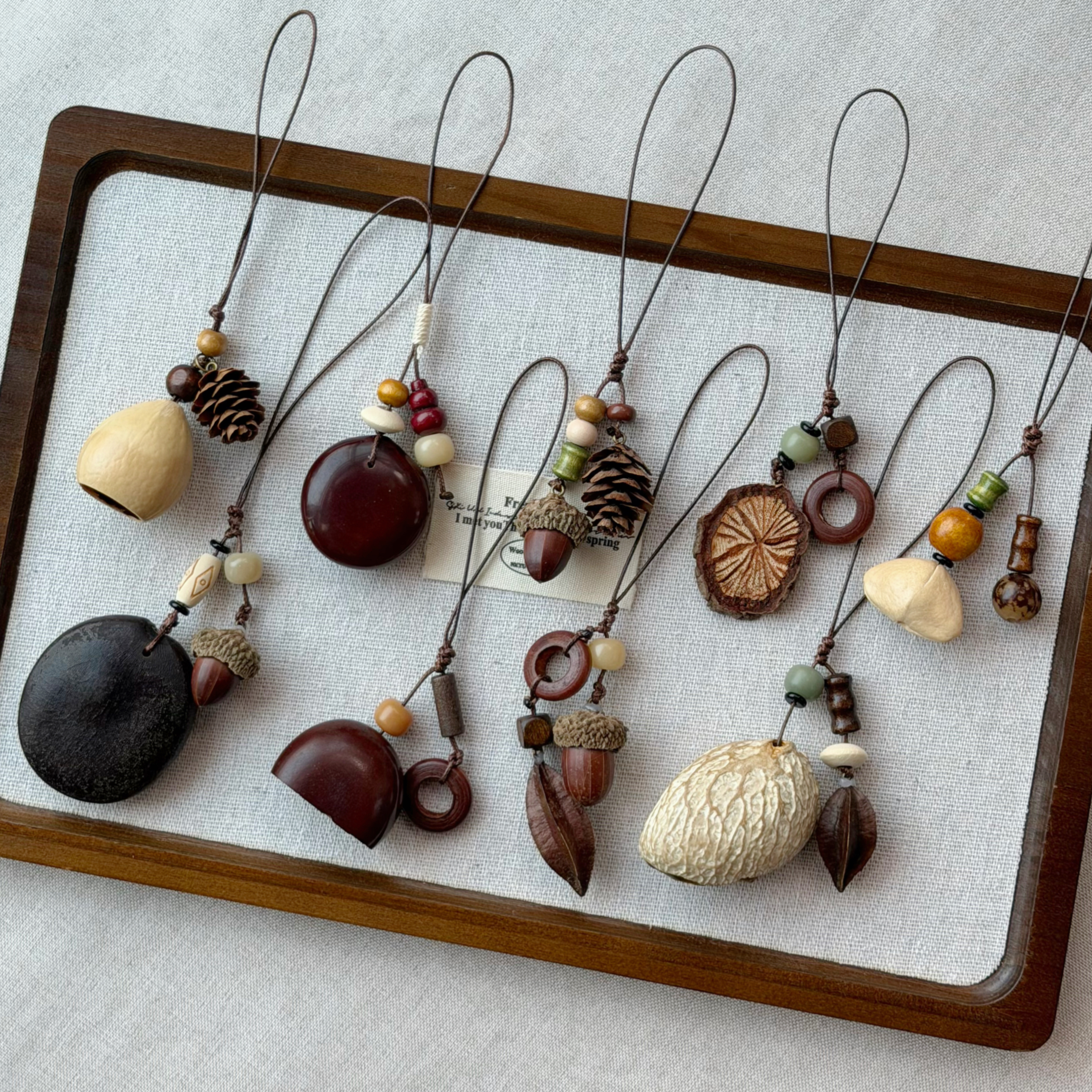 原创手工果实手机链中药挂坠民族风服饰包包挂件趣味设计感文艺