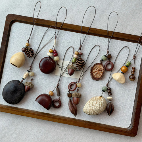 原创手工果实手机链中药挂坠民族风服饰包包挂件趣味设计感文艺