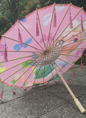 儿童70幼儿56中国风汉服古装摄影走秀油纸伞夏辉同款易开合舞蹈伞