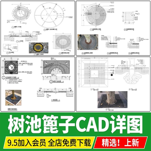 树池篦子方形圆形人行道树篦子剖面做法详图CAD施工图节点大样图