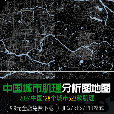 2024中国城市肌理高清路网肌理图区位规划建筑设计素材分析图底图