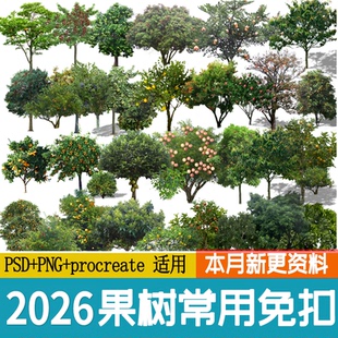 png果树农场采摘园树木琵琶橘子石榴橙子苹果柚子psd免扣ps素材库
