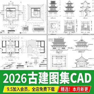 中式古建筑 古建仿古图集大样图做法详图塔楼阁宫殿图纸cad施工图