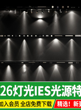 IES光源筒灯射灯轨道灯吊灯SU模型灯光效果格栅磁吸灯壁灯enscape