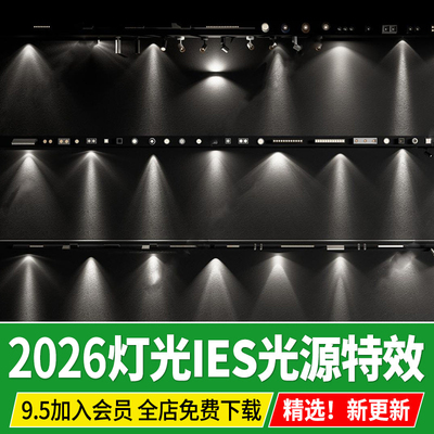 IES光源筒灯射灯轨道灯吊灯SU模型灯光效果格栅磁吸灯壁灯enscape