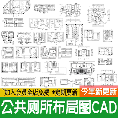 公共厕所卫生间乡村公厕平面布置图方案设计坑位布局图CAD施工图