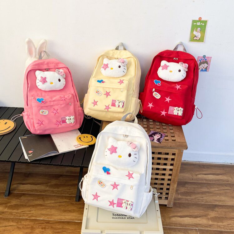 KT猫书包大容量小学初中高中学生可爱背包日系百搭卡通凯蒂双肩包