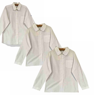 中古JK制服衬衫短袖日制正统角襟丸襟海军领软妹白色中间服夏服1