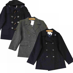 古着中古外套日本学生校服装班服毛呢牛角扣大衣外套冬1