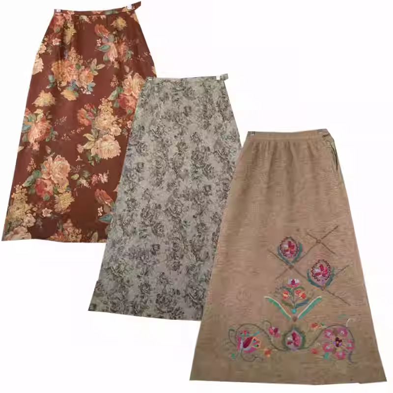 日系格子毛呢羊毛半身裙直筒长裙