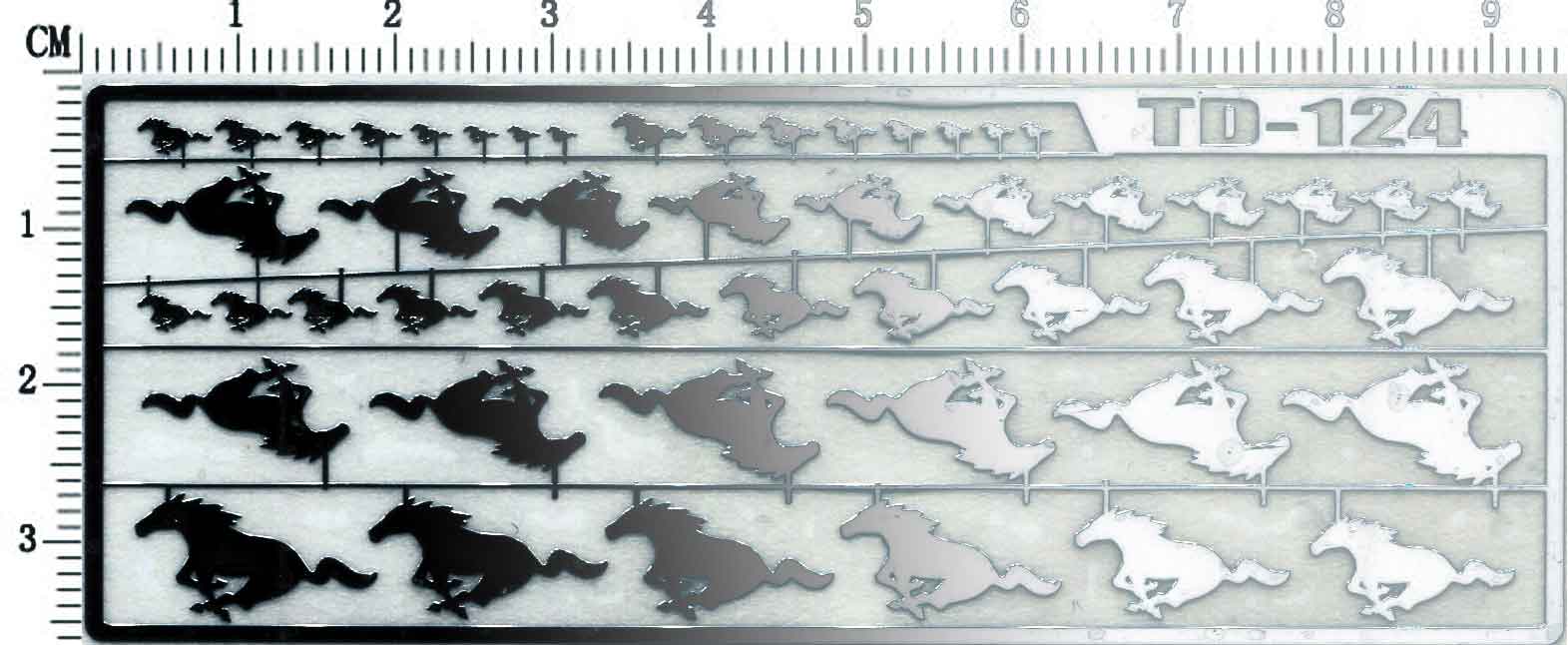 天地模型 多种比例 野马 模型标志金属贴纸 银色