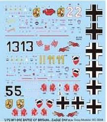 天地模型 疯狂模型 1/72 BF109E BF-109 战机水贴纸 DC0038