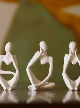 跨境思考人物摆件抽象艺术玄关客厅家居电视柜酒柜桌面树脂工艺品