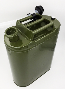 加厚铁汽油桶10升军绿色手提加油罐备用油箱便携式柴油壶带导油管