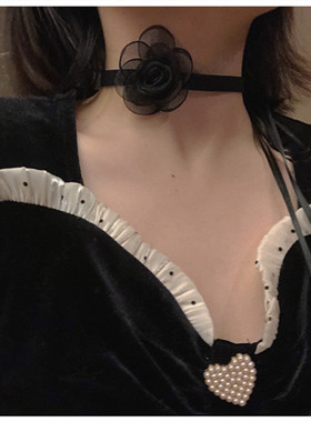 日韩风超仙女黑色山茶花