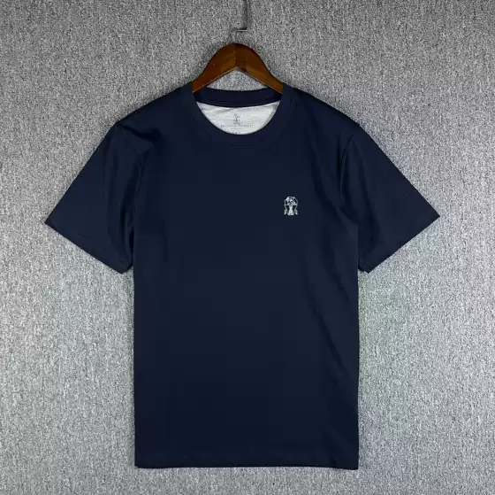 BC King of Cashmere Small Logo Embroidered New Men's Mercerized Cotton Smooth Crewneck Short Sleeve T-Shirt