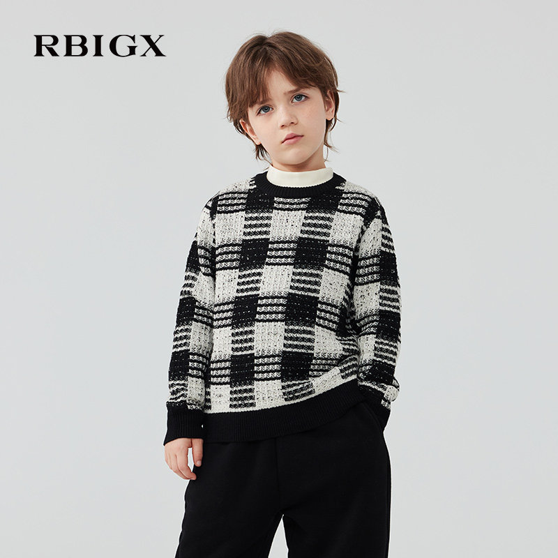 RBIGX瑞比克童装冬季新款学院风格子宽松男童羊毛衫针织衫毛衣,童装/婴儿装/亲子装,毛衣/针织衫,淘宝优惠券,粉丝福利购,淘宝优惠卷