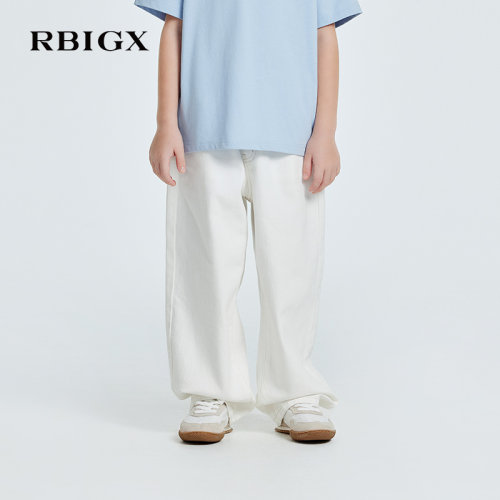 RBIGX瑞比克童装春季极简风休闲水洗做旧男童宽松牛仔裤