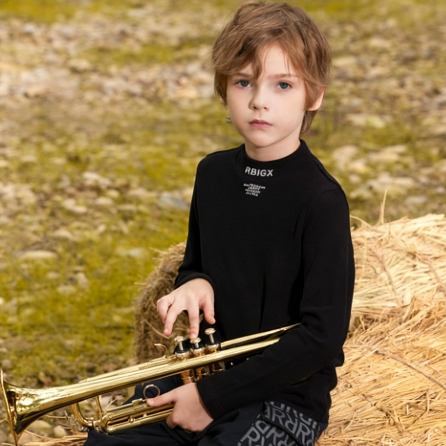 RBIGX瑞比克新款磨毛保暖儿童长袖T恤半高领秋衣男童秋冬打底衫