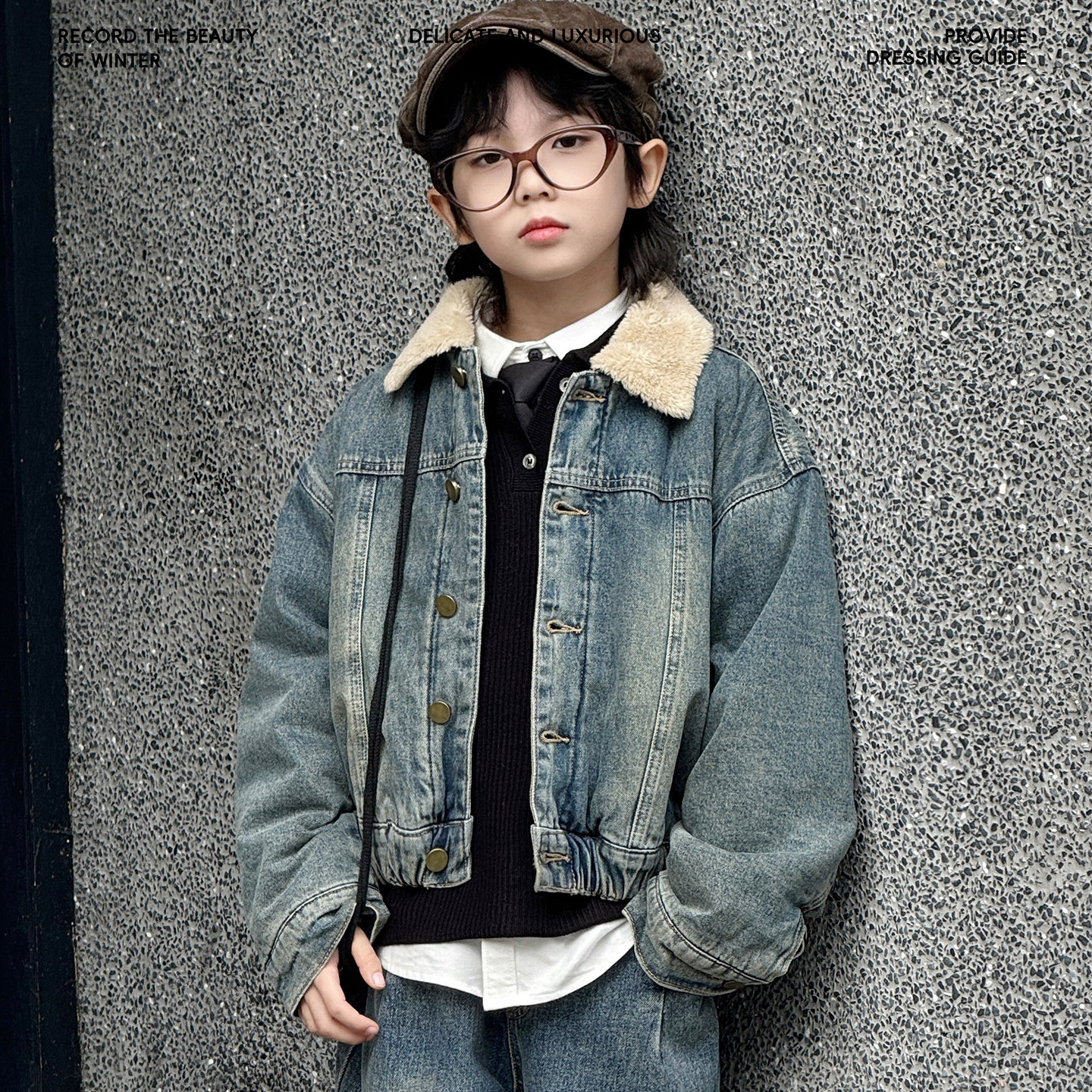NIESSING尼辛童装冬季新款复古水洗做旧加绒加厚男童女童牛仔外套,童装/婴儿装/亲子装,儿童牛仔外套,淘宝优惠券,粉丝福利购,淘宝优惠卷