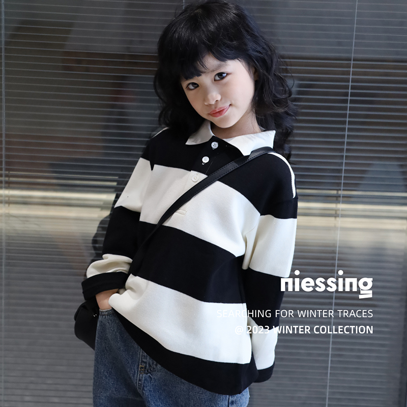 NIESSING尼辛条纹宽松长袖T恤