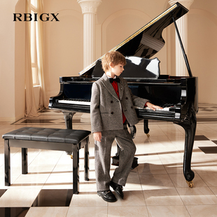 RBIGX瑞比克童装2025冬季新款英伦风绅士双排扣羊毛男童西服外套