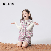 小香风粗花呢复古格纹高级感儿童马甲 新款 RBIGX瑞比克童装 秋季