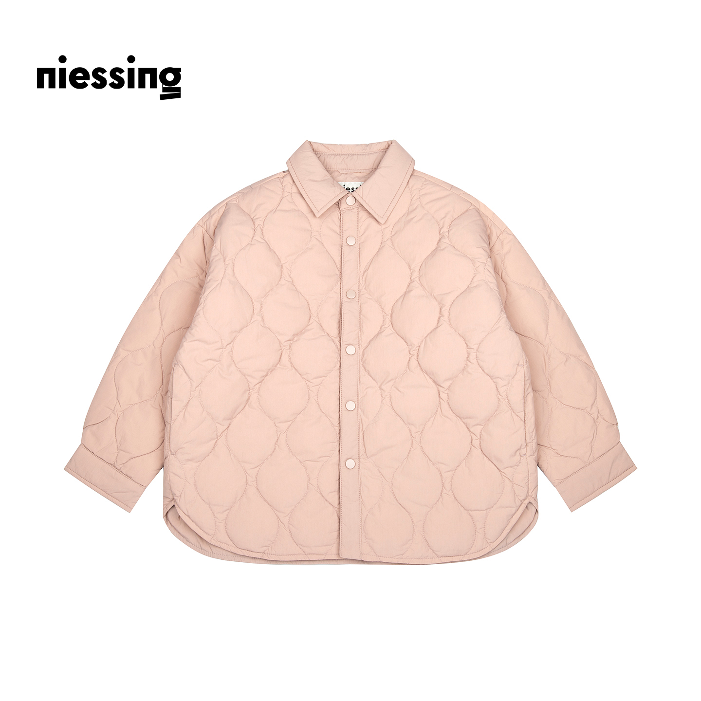 NIESSING尼辛童装2025秋季新款薄款菱格翻领衬衫式男童羽绒服外套