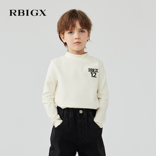 RBIGX瑞比克童装春秋季新款美式复古字母印花半高领男童打底衫