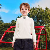 2025秋季 新款 印花半高领磨毛男童长袖 RBIGX瑞比克童装 T恤打底衫