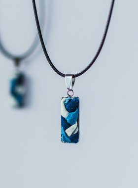 原路手工编织蓝靛染布民族风复古精致饰品吊坠项链