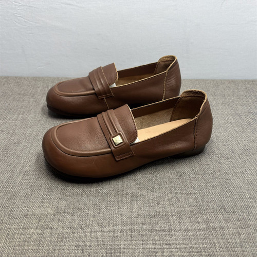 37码头层牛皮软底妈妈鞋舒适单鞋