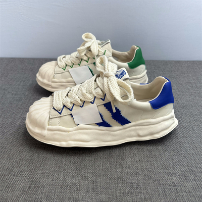 真皮贝壳溶解鞋女春秋厚底小白鞋