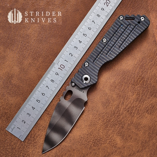 美国Strider挺进者SMF虎纹烧钛合金高硬战术防身折刀求生野营工具