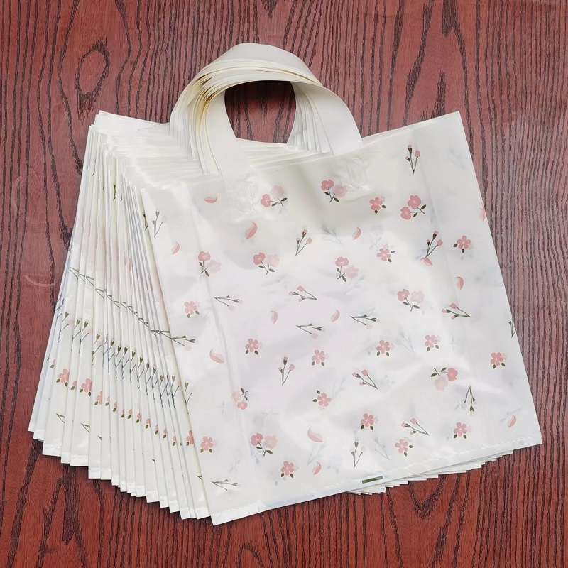 手提袋服装包装袋塑料袋子复古茶花购物袋加厚小包装袋礼品购物袋