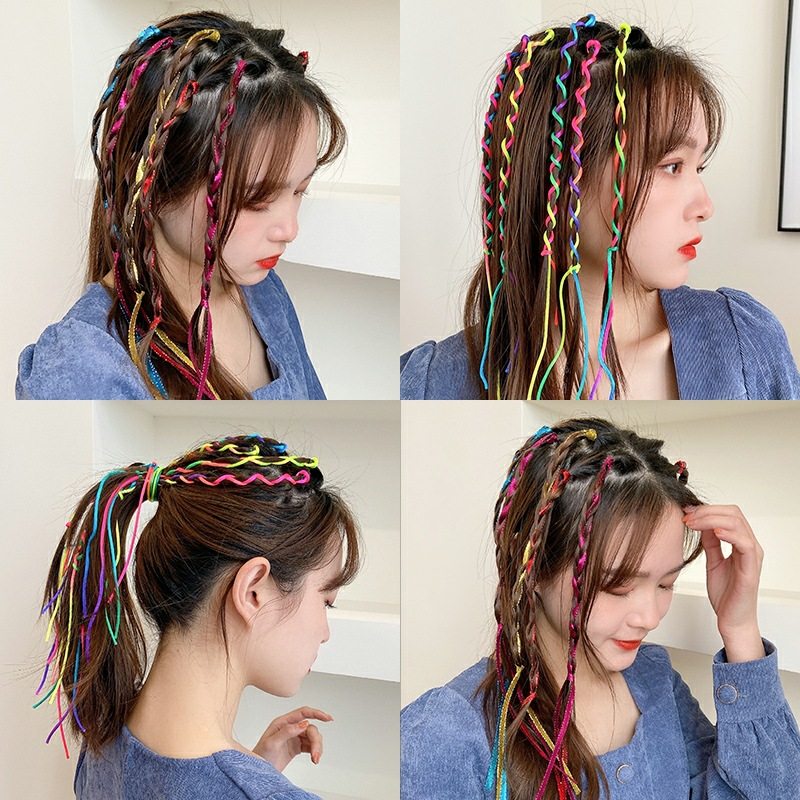 编发彩绳脏辫神器彩色发绳辫子发带头饰女儿童脏脏辫头绳七彩丝带