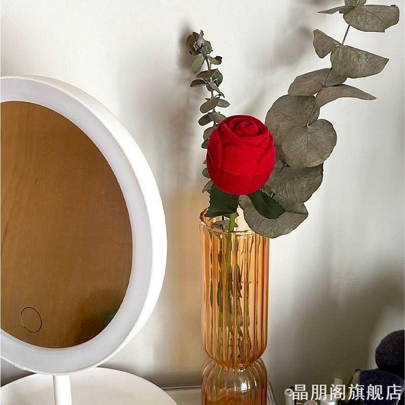 求婚戒指盒玫瑰花戒指盒浪漫七夕情人节送女朋友表白个性创意礼物