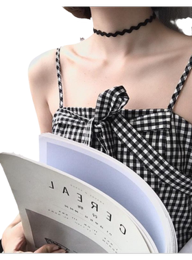 日系网红软妹风饰品黑色锦纶星星吊坠颈链短款锁骨链项链女