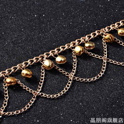 金色多层铃铛脚链女日常百搭款温柔风链条设计显气质足链