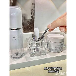 玻璃桌面面霜挖取勺收纳盒面膜勺子固定器化妆眼霜挑棒刷工具