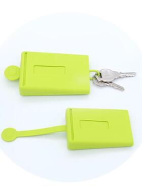 公交卡抽拉式男女长方形卡包橘橙色绿色硅胶带锁扣钥匙包包收纳包