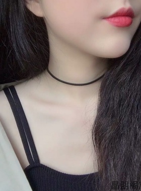 黑色Choker蝴蝶结项圈皮