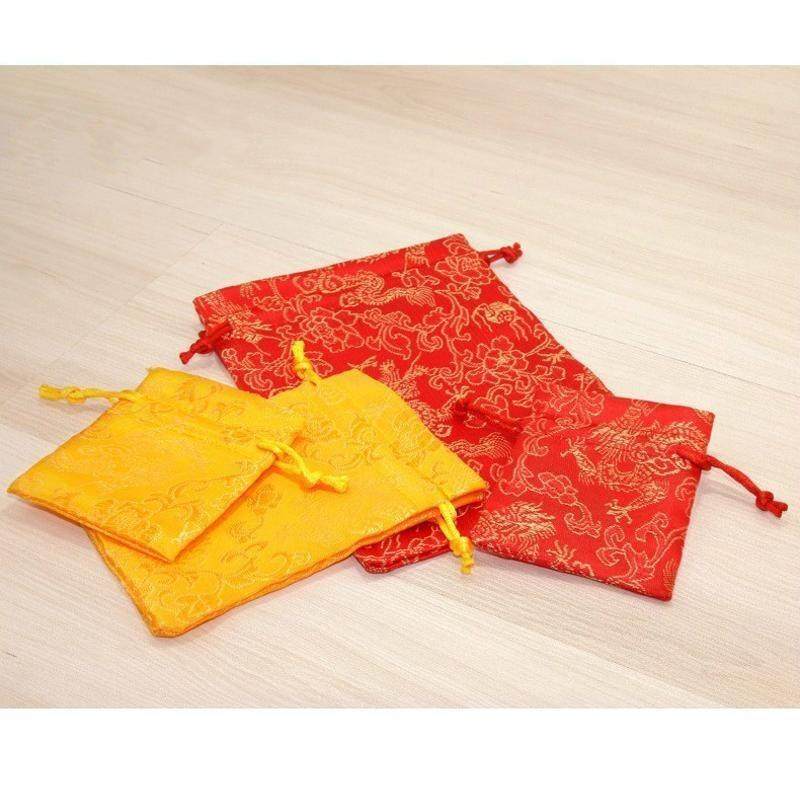 收纳袋首饰荷包口袋礼品锦囊串珠金黄色中国风袋子包装袋抽绳核桃