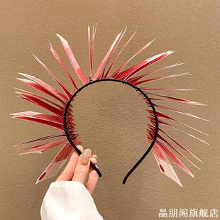 2025年马年头饰有钱花簪花发箍红色春节晚会头箍diy发饰发卡新年