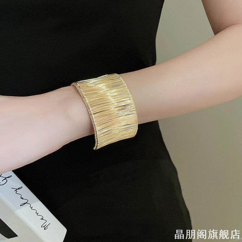 夸张开口宽手镯女轻奢小众臂环手链手串可遮挡手腕肌肤装饰配饰